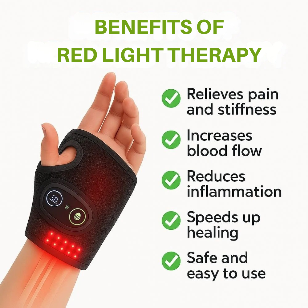 Infrawrap™ — a red light therapy wrist wrap designed for busy mums.